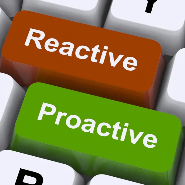 Proaktivt och reaktivt nycklar visar initiativ och förbättring — Stockfoto
