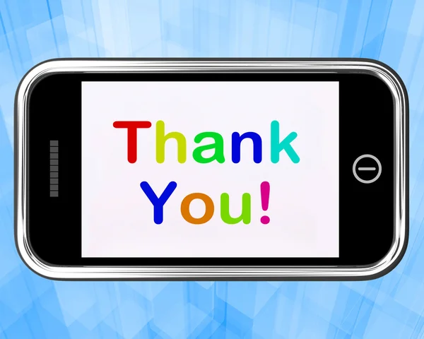Obrigado Mensagem como agradecimento enviado no celular — Fotografia de Stock
