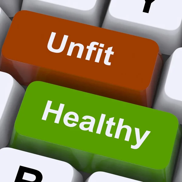 Healthy And Unfit Keys Show Good And Bad Lifestyle — Stock Photo, Image
