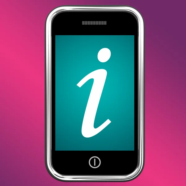 Símbolo da informação no móvel como o símbolo para a informação ou respostas — Fotografia de Stock