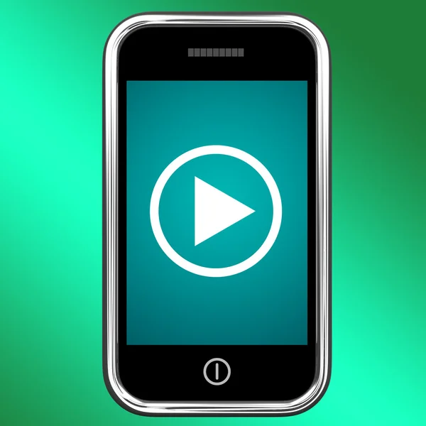 Video Play Sign en el móvil para reproducir medios en el teléfono — Foto de Stock