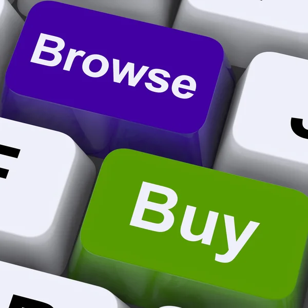 Bläddra och köpa nycklar för online shopping — Stockfoto