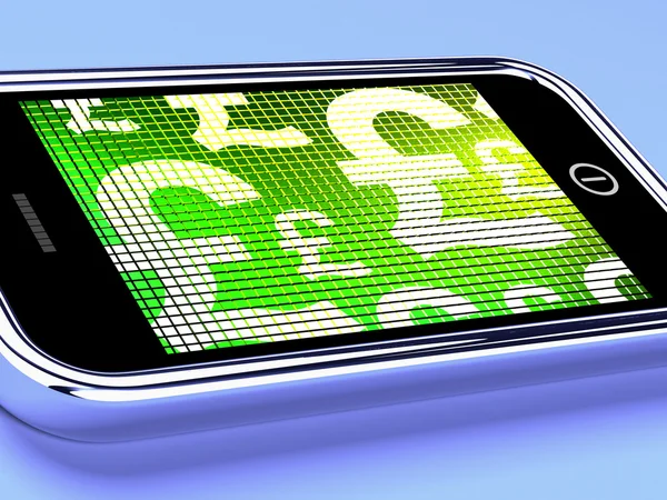 British Pounds Signs On A Mobile Phone Screen — Stok fotoğraf