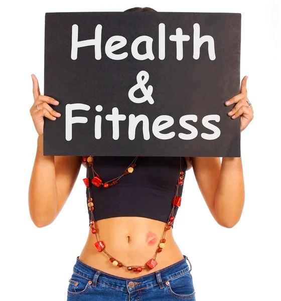 Segno di salute e fitness Mostra esercizio fisico per ottenere sano — Foto Stock