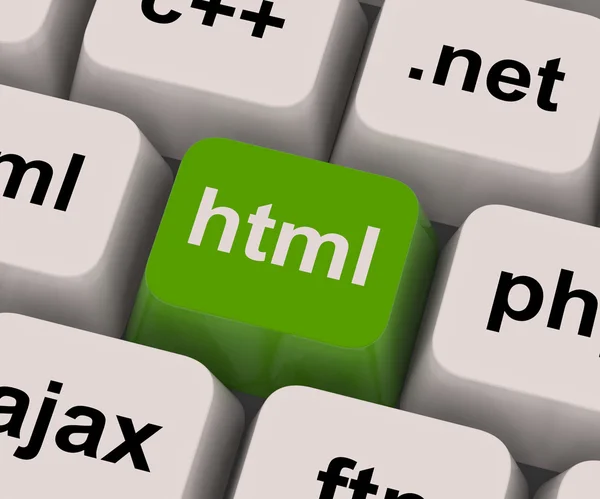 Html Key Shows Internet Programming And Design — Stock Photo, Image