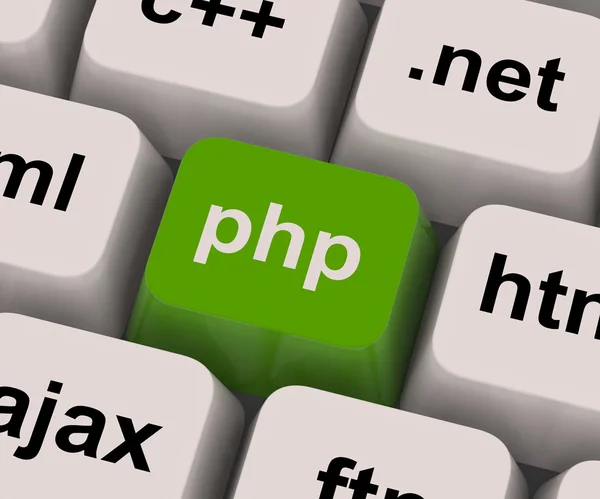 Php chave de programação mostra a linguagem de desenvolvimento da Internet — Fotografia de Stock