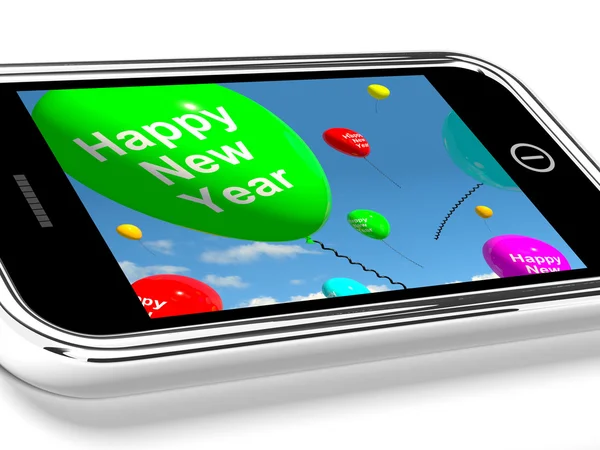 Mobile With Happy New Year Message On Screen — Stock Photo, Image