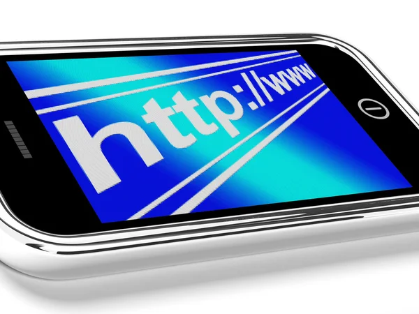 Dirección de Http muestra sitios web móviles en línea o Internet —  Fotos de Stock