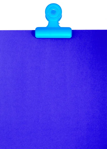 Clipboard azul em branco para uma mensagem ou aviso — Fotografia de Stock