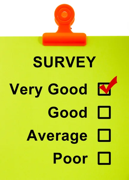 Survey On Clipboard Shows Very Good — Stock Photo, Image
