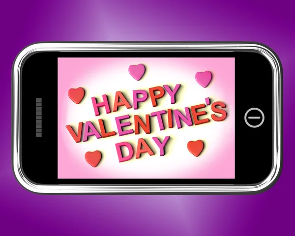 Щасливі День Святого Валентина Послання на мобільних шоу Любов — стокове фото