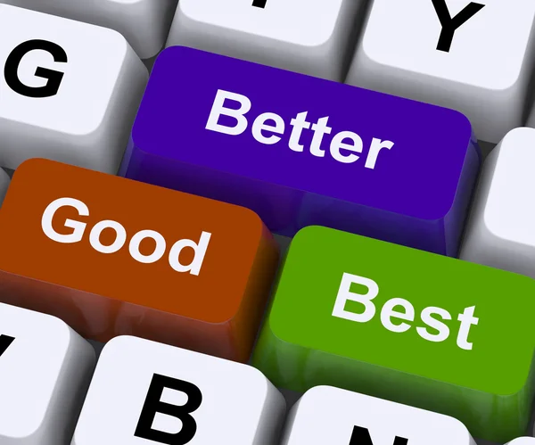 Goed beter best sleutels vertegenwoordigen ratings en verbetering — Stockfoto