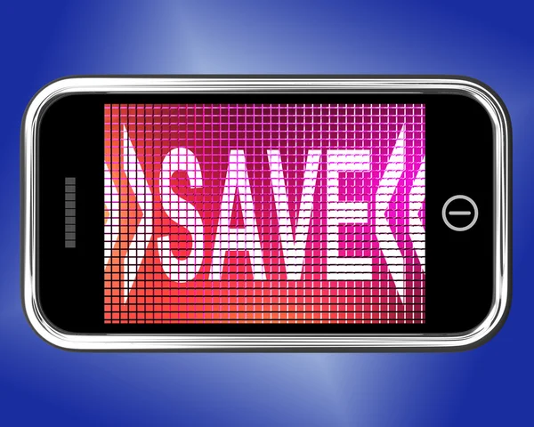 Salvar mensagem no telefone móvel mostra promoção — Fotografia de Stock