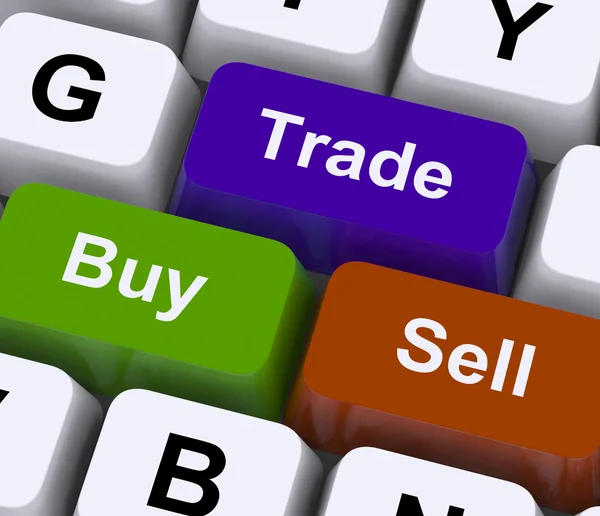 貿易売買するキーを表す商業オンライン — ストック写真