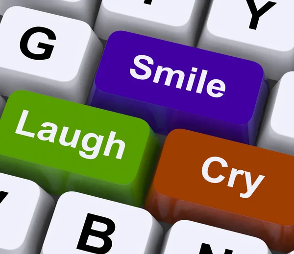 Śmiech płacz uśmiech klucze reprezentują różne emocje — Zdjęcie stockowe