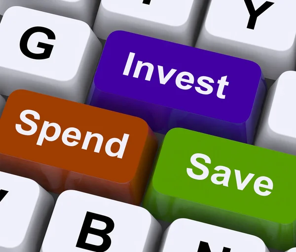 Save Spend Invest Keys Show Financial Choices — Stock Photo, Image