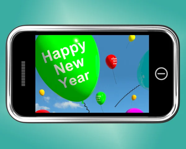 Mobile met gelukkig Nieuwjaar bericht — Stockfoto