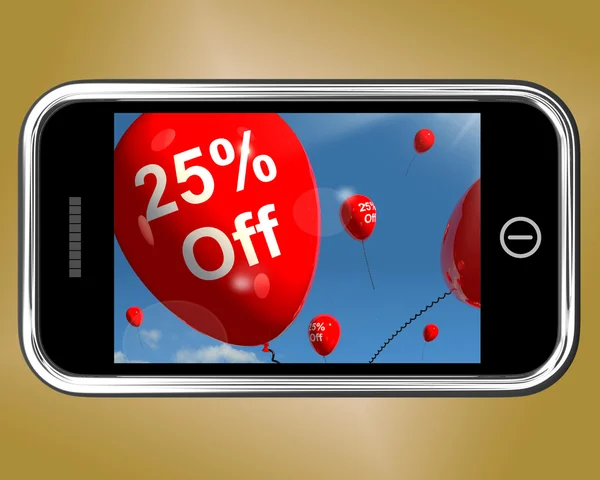 Mobilní s 25 % sleva prodej sleva balónek — Stock fotografie