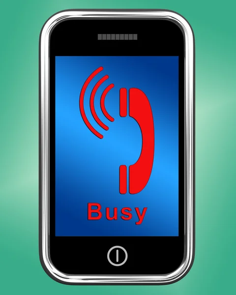 Drukke pictogram op mobiele telefoon toont betrokken verbinding — Stockfoto