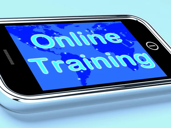 Онлайн тренинг Мобильные экраны показывает веб-обучение — стоковое фото