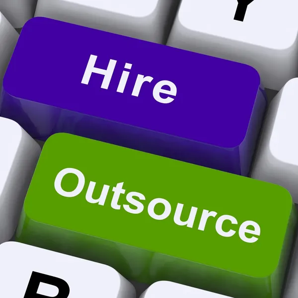 Outsource Hire Keys Showing Subcontracting And Freelance — Stock Photo, Image