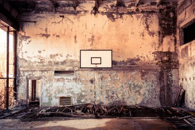 Basket ball room in Chernobyl clipart