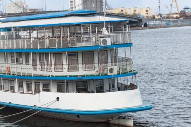 Big tourist boat at the bay clipart