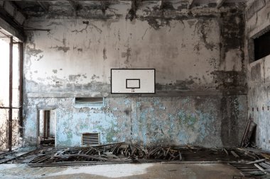 Basket ball room in Chernobyl clipart