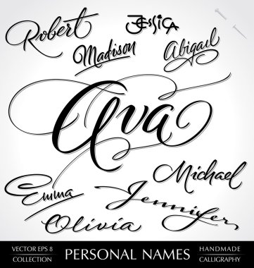 Names hand lettering set (vector) clipart