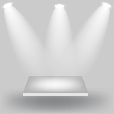 Empty white shelves on light grey background illustrati