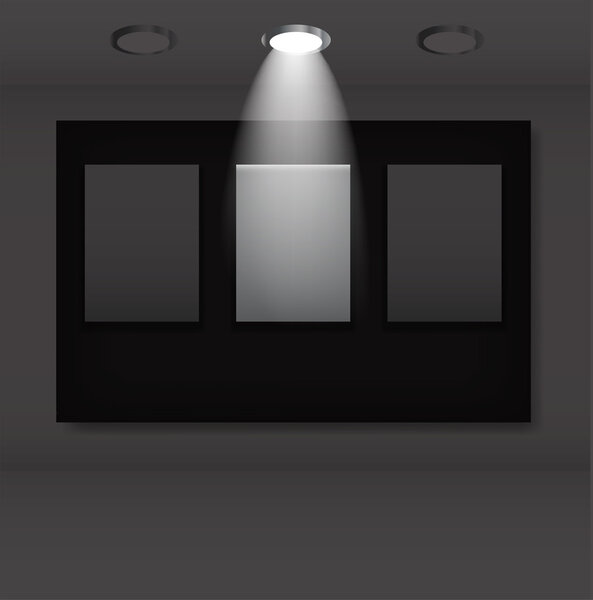 White frames in art gallery ector illustration