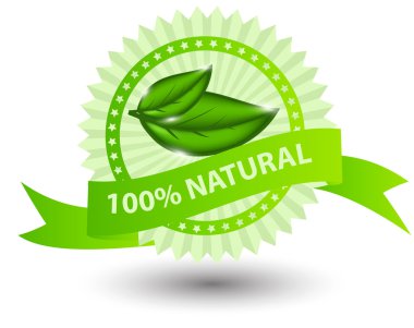 100% natural green label isolated on white illustration