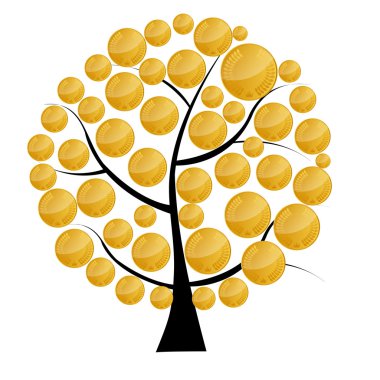  illustration of a money tree with coins illustra