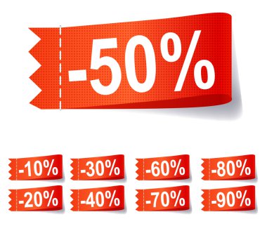 Set of discount labels illustration.