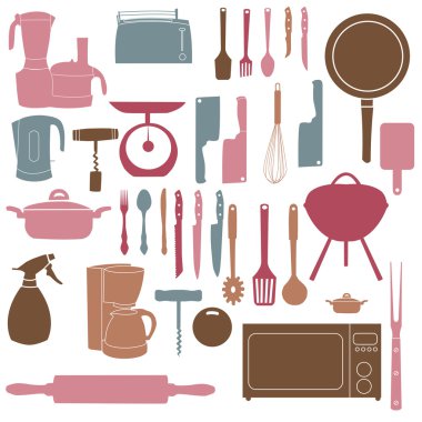  illustration of kitchen tools for cooking