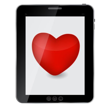 Heart icon on abstract design tablet pc illustration