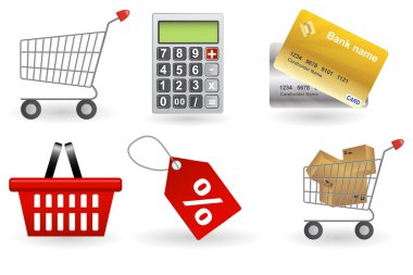 alışveriş simgeleri illüstrasyon ayarla