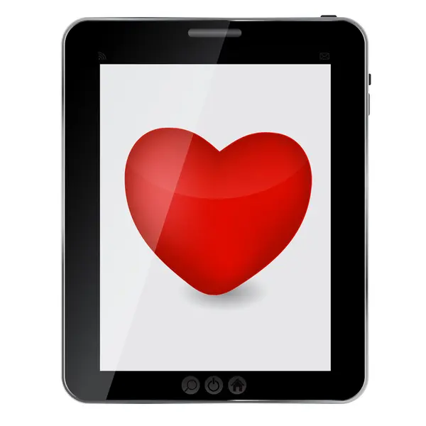 stock image Heart icon on abstract design tablet pc illustration