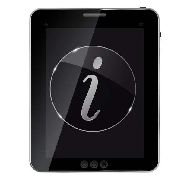 stock image Glass information button icon on abstract tablet illustr