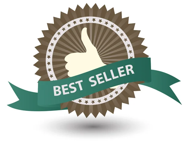 stock image  Best Seller label with red ribbon.