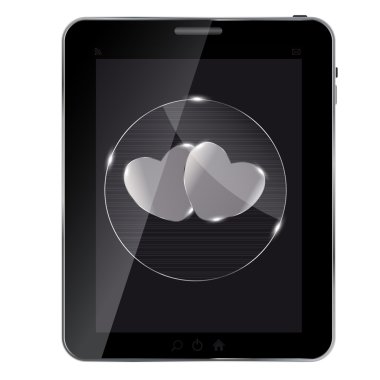 Heart glass Button on tablet illustration