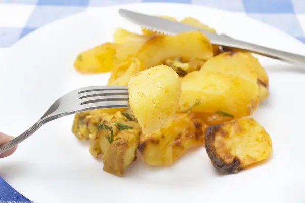 Stock image Slices of fried potato with pork