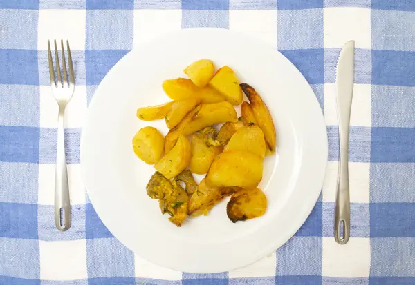 stock image Slices of fried potato with pork