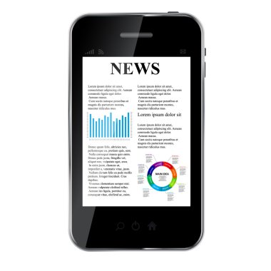 Abstract design mobile phone with news concept illustrat