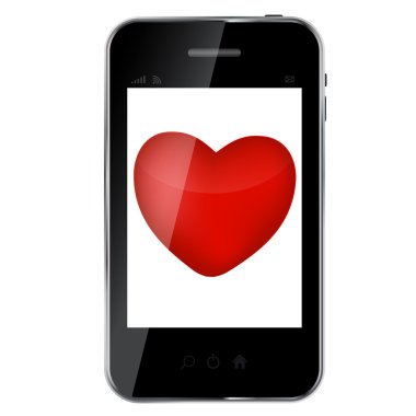 Abstract design mobile phone with heart love concept ill