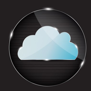  glass button with cloud icon