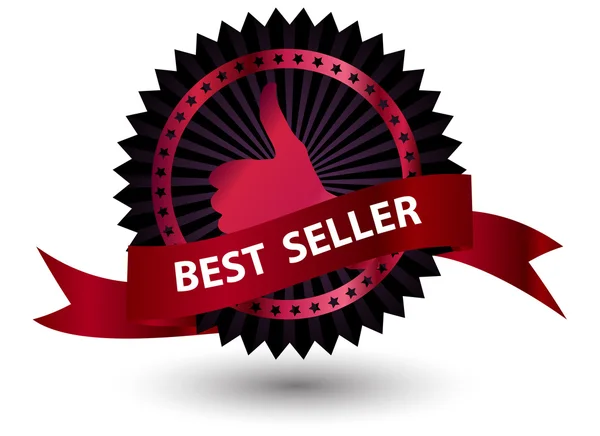 stock image  Best Seller label with red ribbon.