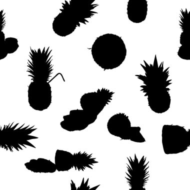 Pineapple seamless silhouette background. vector illustration