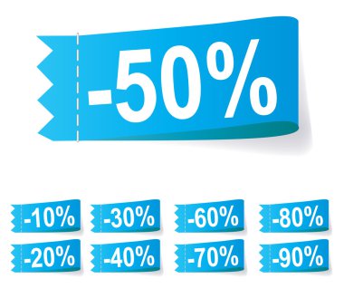 Set of discount labels illustration.