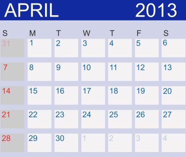 Calendar 2013. April Illustration